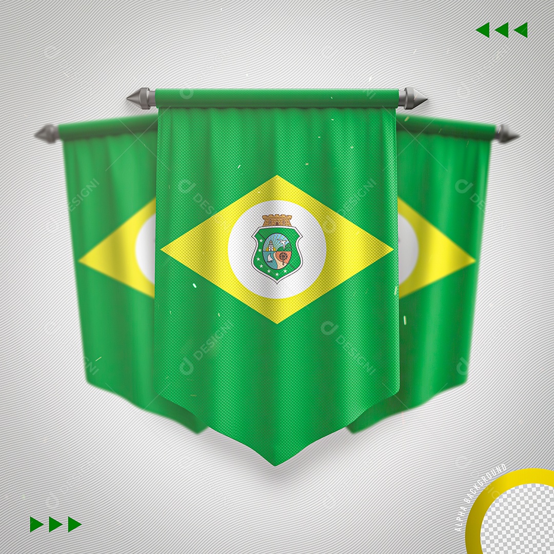 Elemento 3D Para Composição Bandeira do Ceará PNG Transparente