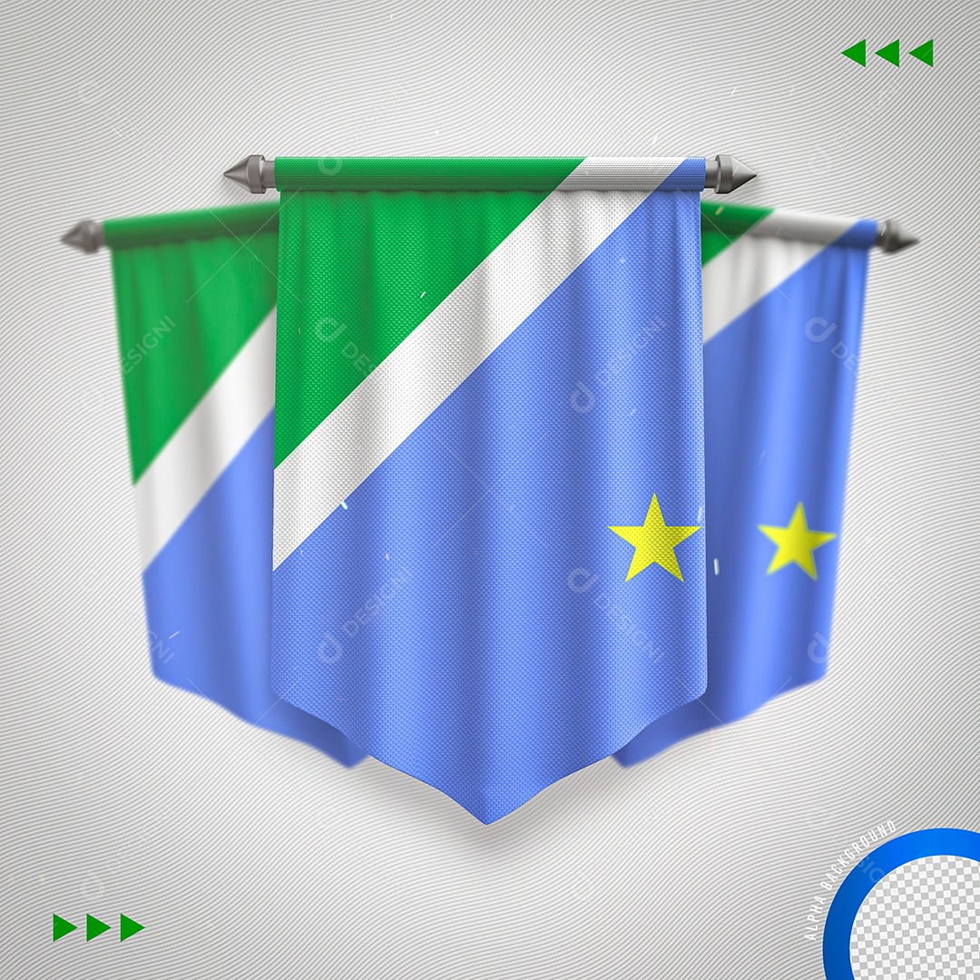 Elemento 3D Para Composição Bandeira do Mato Grosso do Sul PNG Transparente