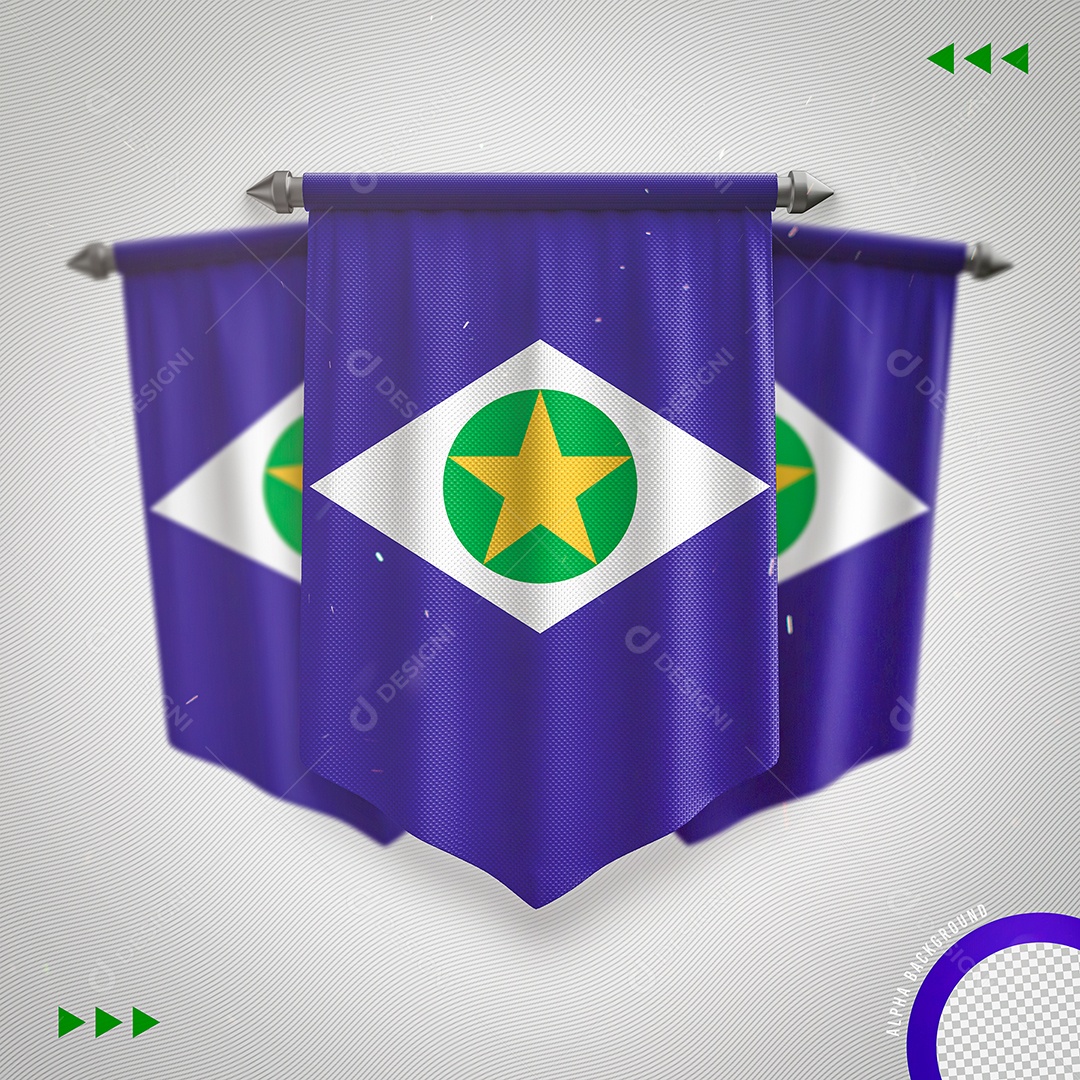 Elemento 3D Para Composição Bandeira do Mato Grosso PNG Transparente