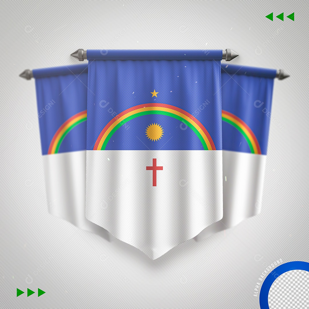 Elemento 3D Para Composição Bandeira de Pernambuco PNG Transparente