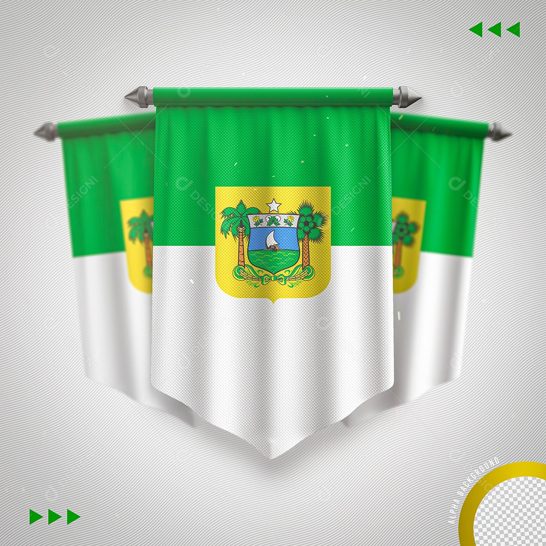 Elemento 3D Para Composição Bandeira do RIo Grande do Norte PNG Transparente