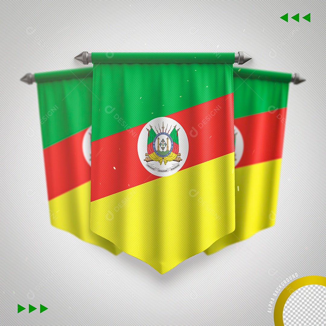 Elemento 3D Para Composição Bandeira do Rio Grande do Sul PNG Transparente