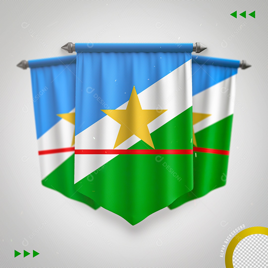 Elemento 3D Para Composição Bandeira de Roraima PNG Transparente