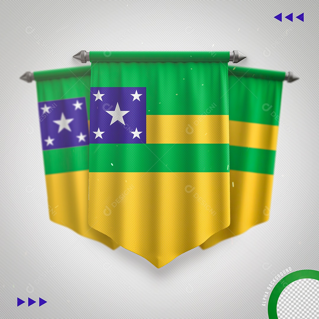 Elemento 3D Para Composição Bandeira de Sergipe PNG Transparente