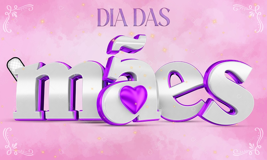 Texto 3D Dia Das Mães Prata E Rosa Fundo Rosa Para Composição PSD