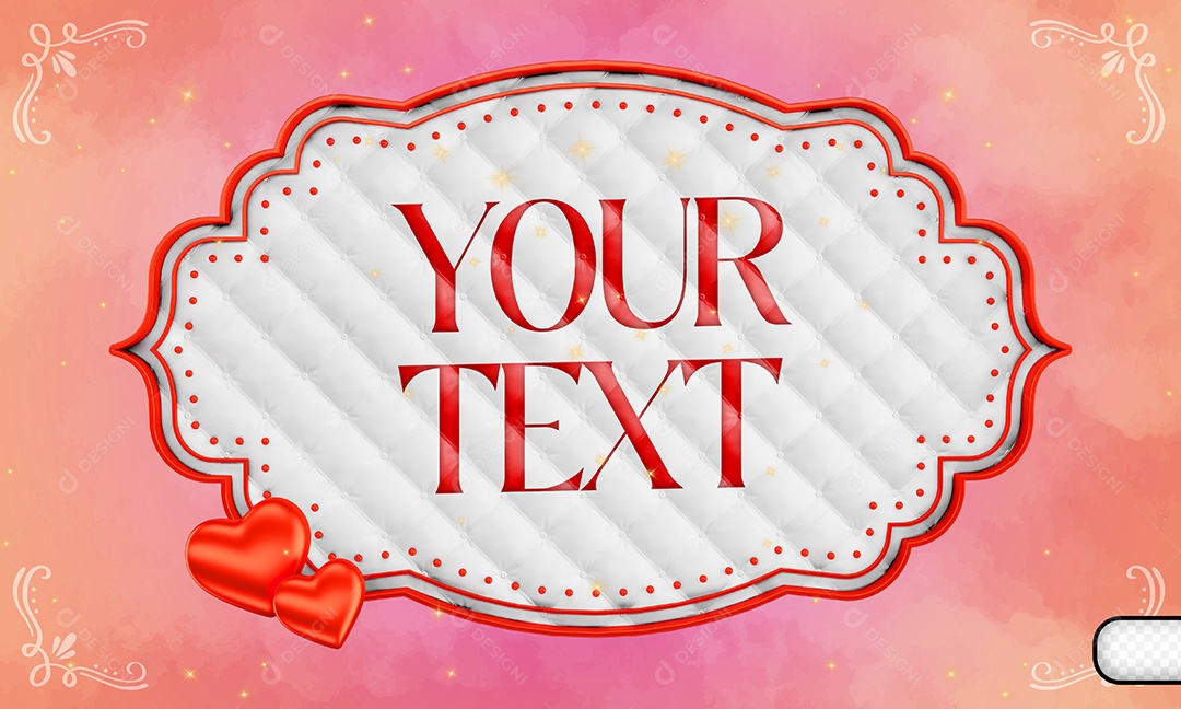 Caixa De Texto Branca Letra Vermelha Elemento 3D PSD