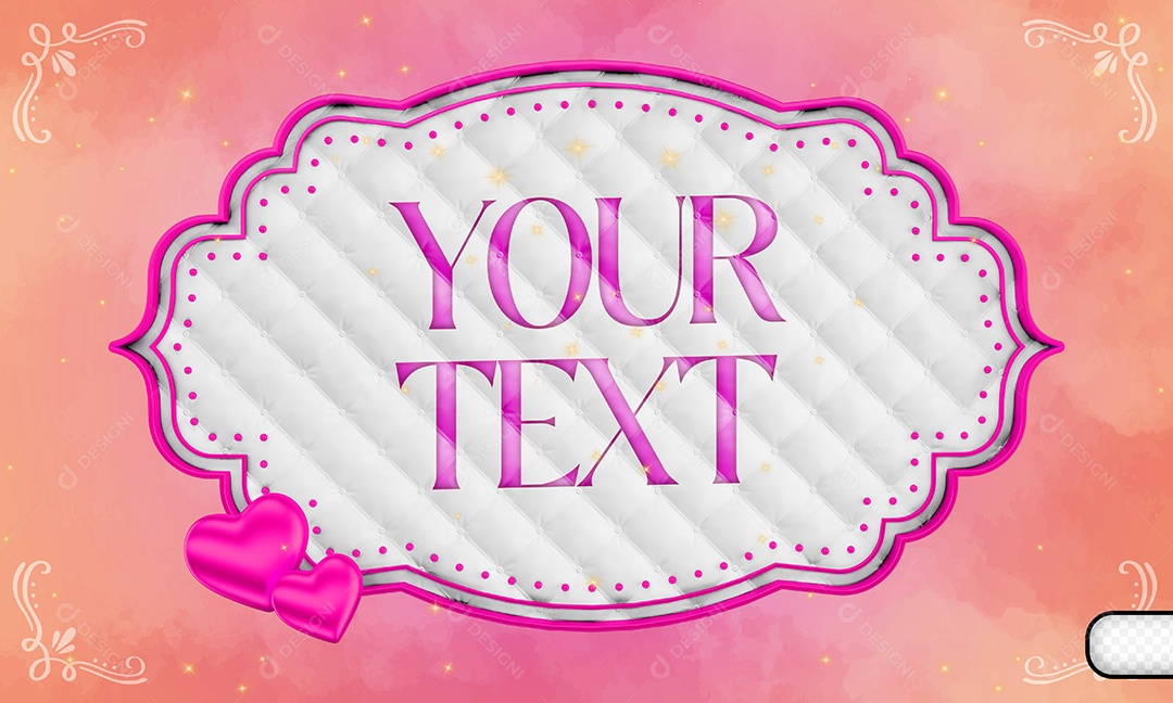 Caixa De Texto Branca Letra Rosa Elemento 3D PSD
