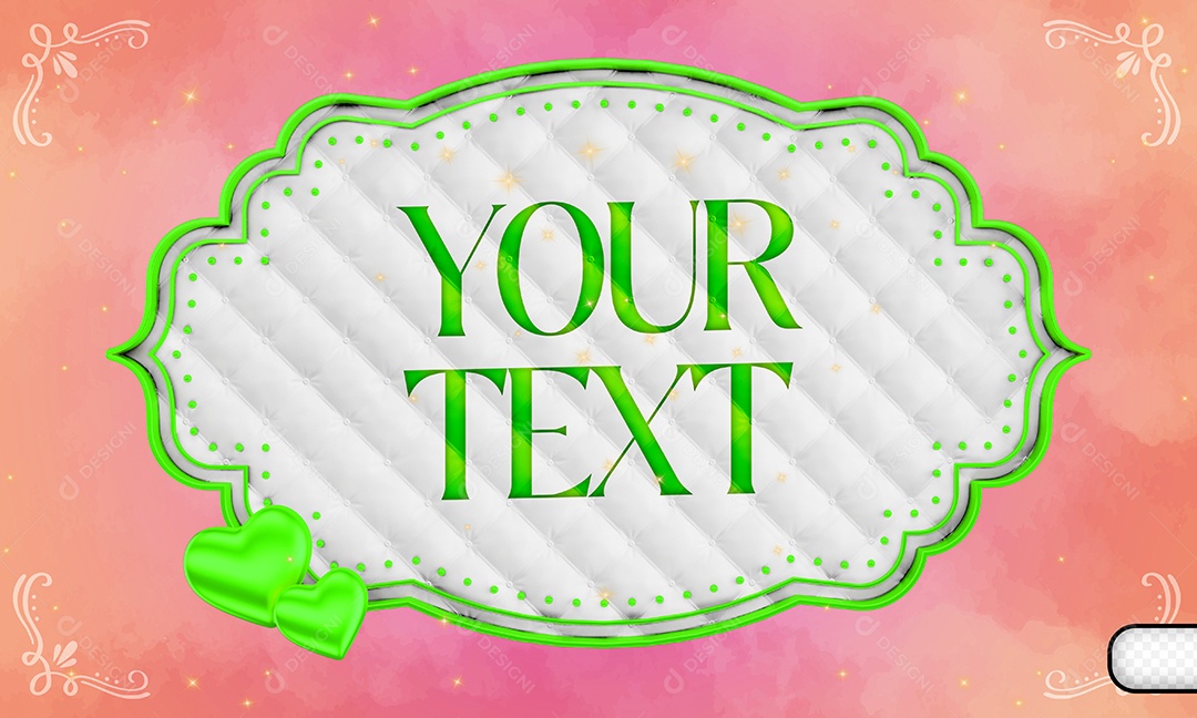 Caixa De Texto Branca Letra Verde Elemento 3D PSD