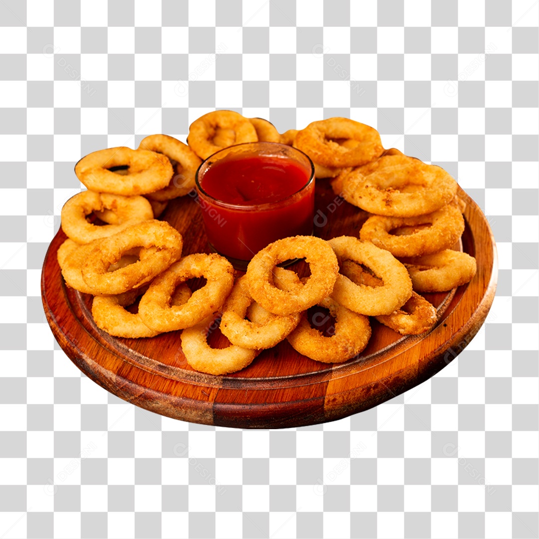 Anel de Cebola Fritos com Molho PNG Transparente