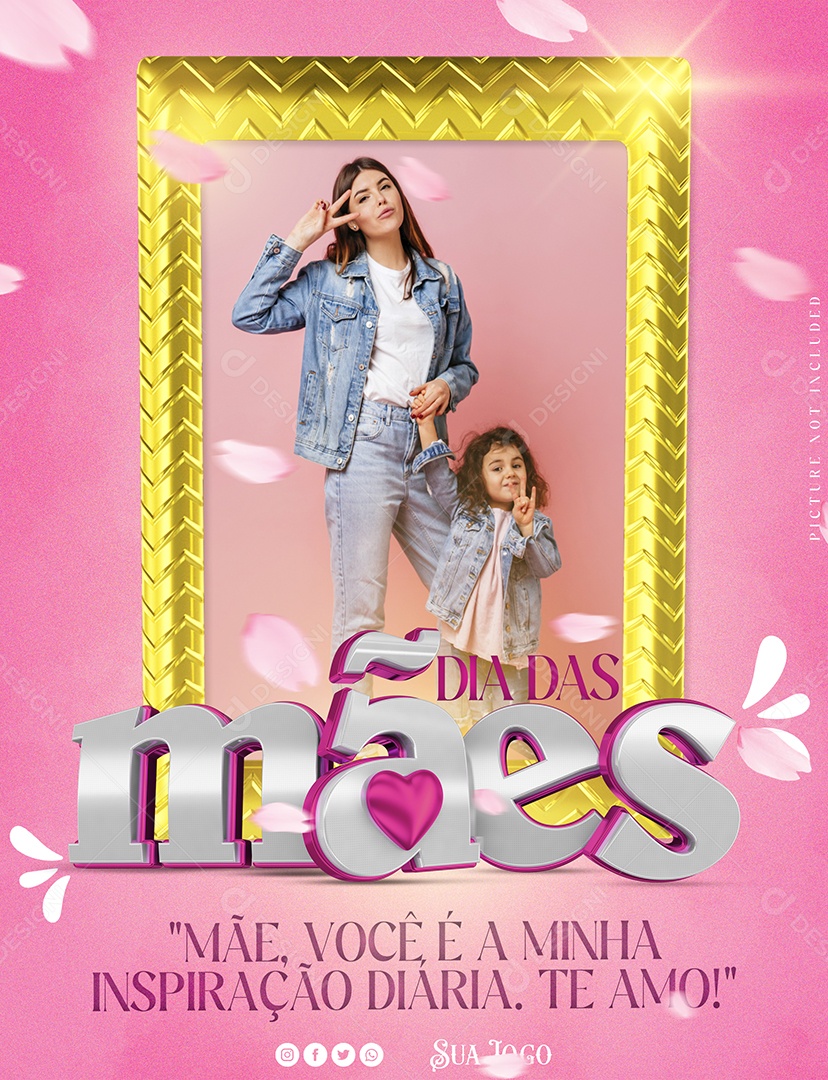 Selo 3D Dia Das Mães Quadro Mãe Você E A Minha Inspiração Inspiração Para Composição PSD