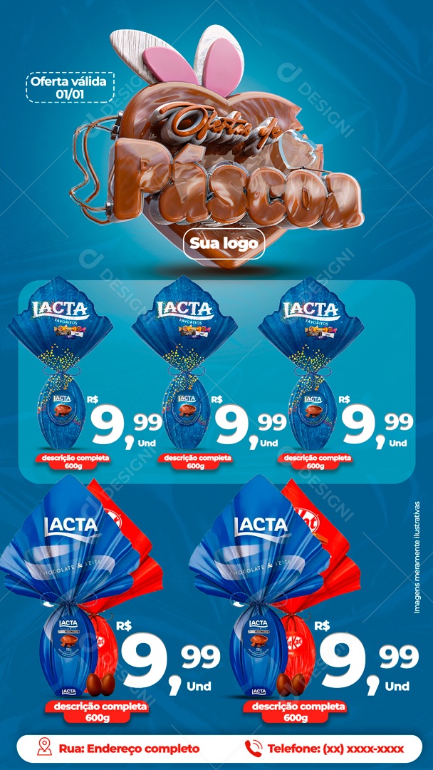 Encarte Oferta De Páscoa Ovo De Páscoa 9,99 Supermercado Social Media PSD Editável