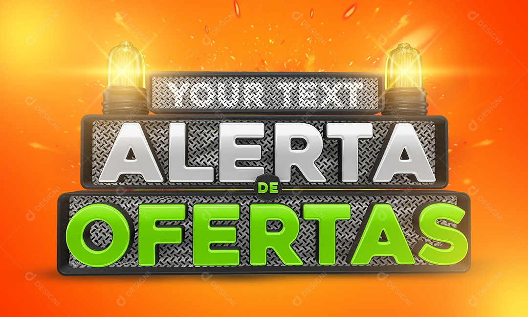 Selo 3D Alerta De Ofertas Verde Para Composição PSD