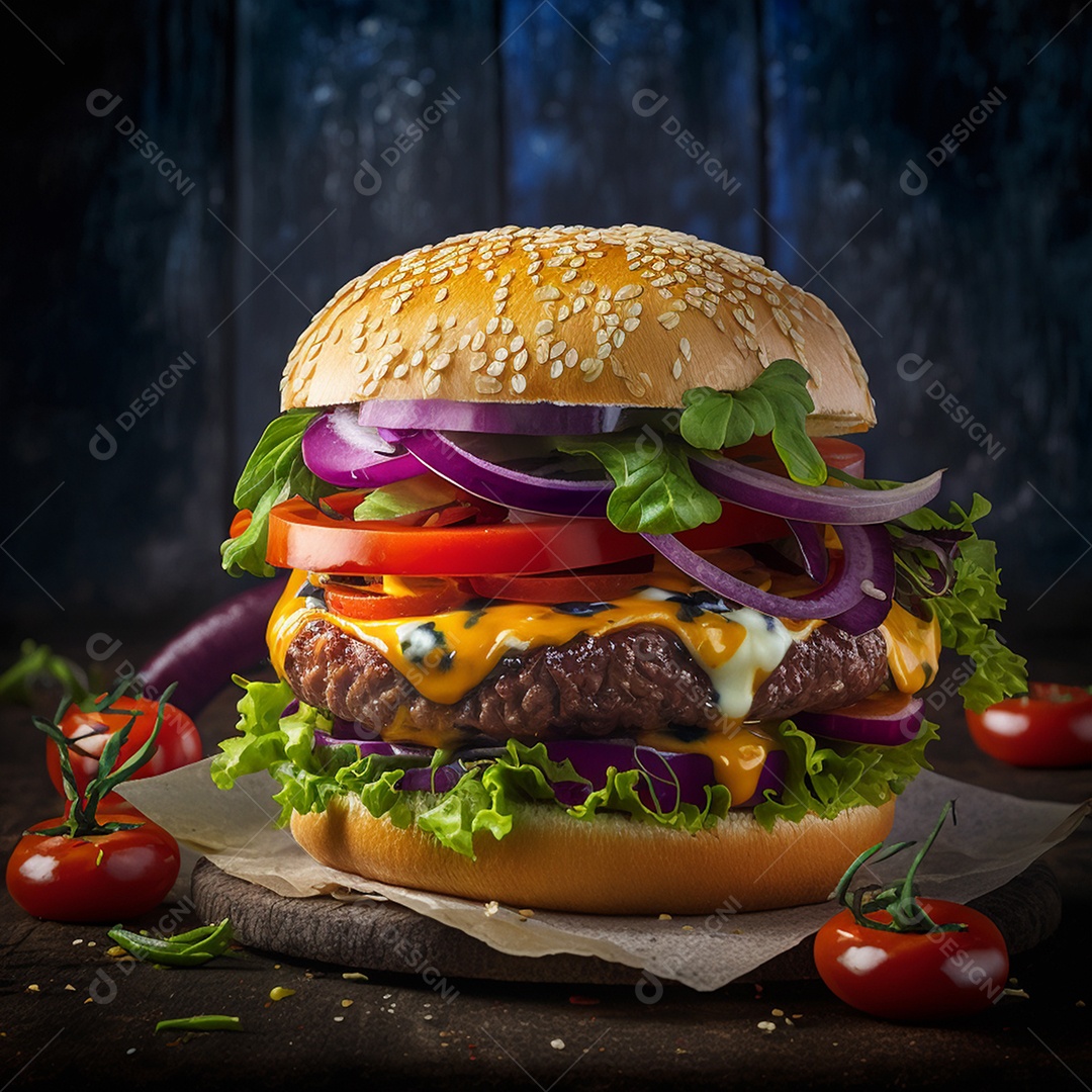 Delícioso hambúrguer sobre fundo isolado