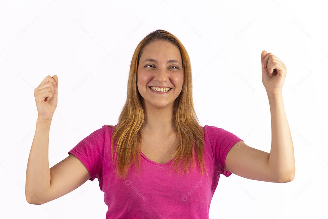 Linda mulher jovem garota sobre fundo isolado branco