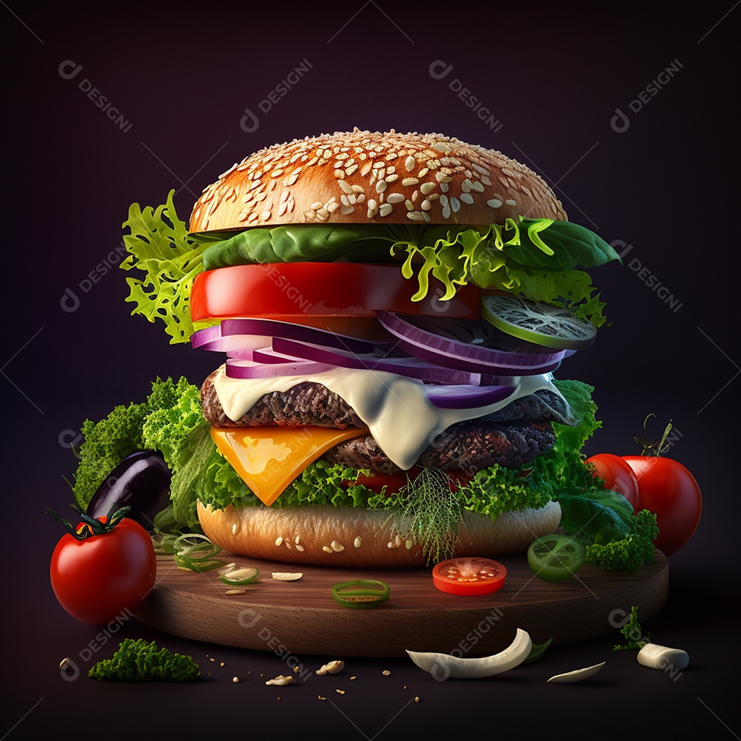 Delícioso hambúrguer sobre fundo isolado