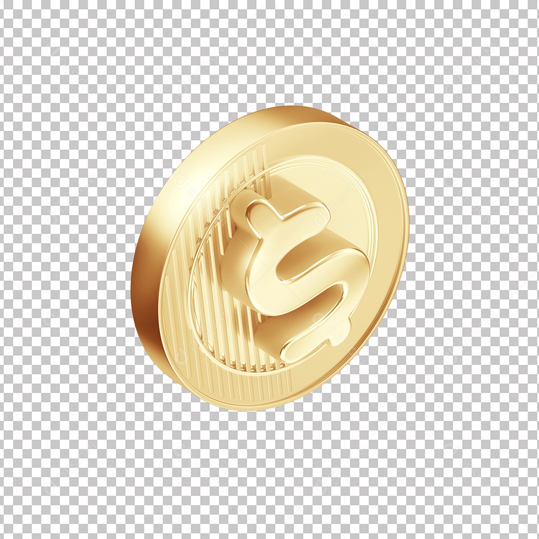 Elemento 3D Moeda Dourada Com Símbolo De Cifrão PNG Transparente