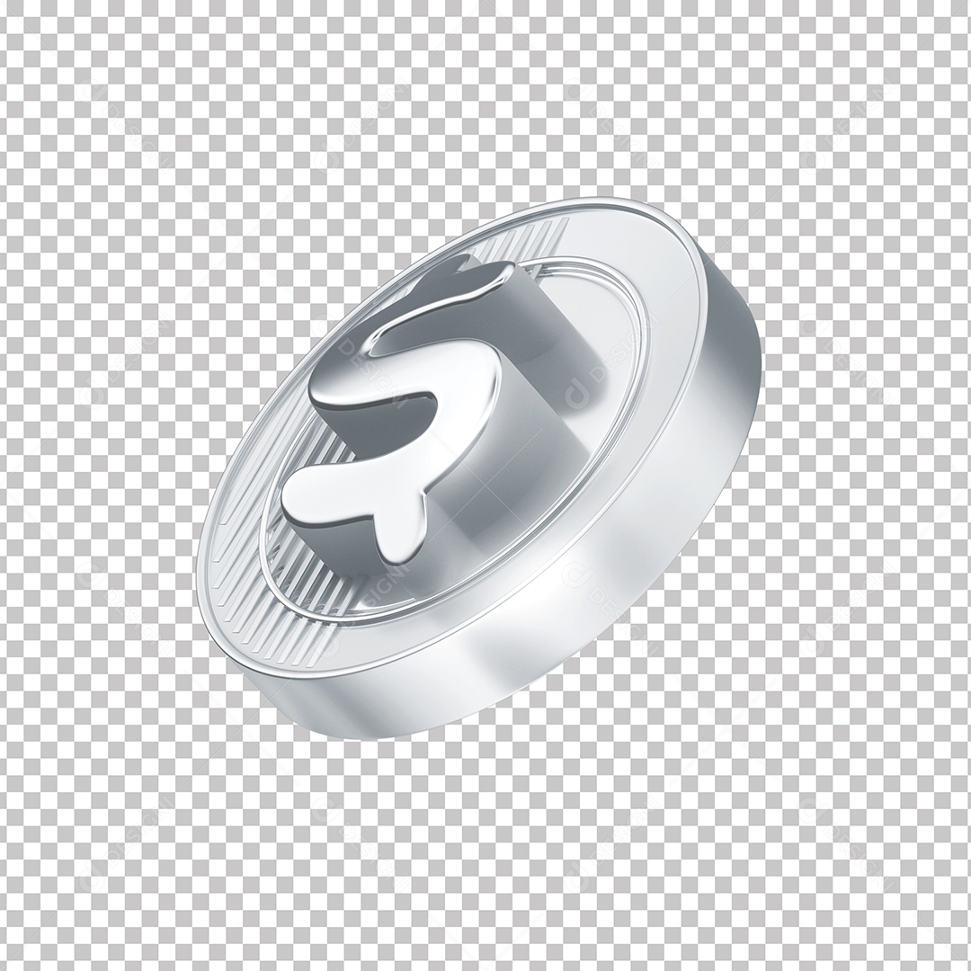 Elemento 3D Moeda Prata Com Símbolo De Cifrão PNG Transparente