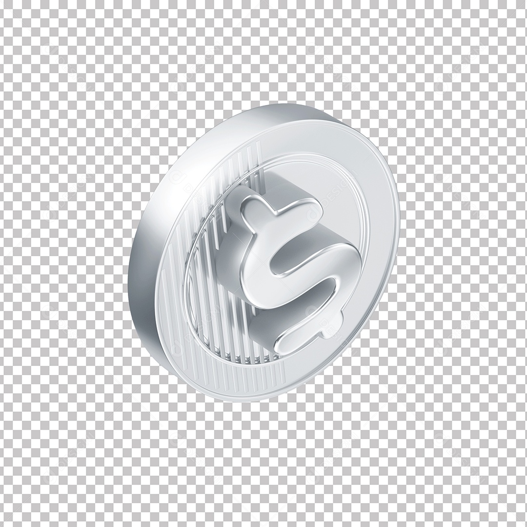 Elemento 3D Moeda Prata Com Símbolo De Cifrão PNG Transparente