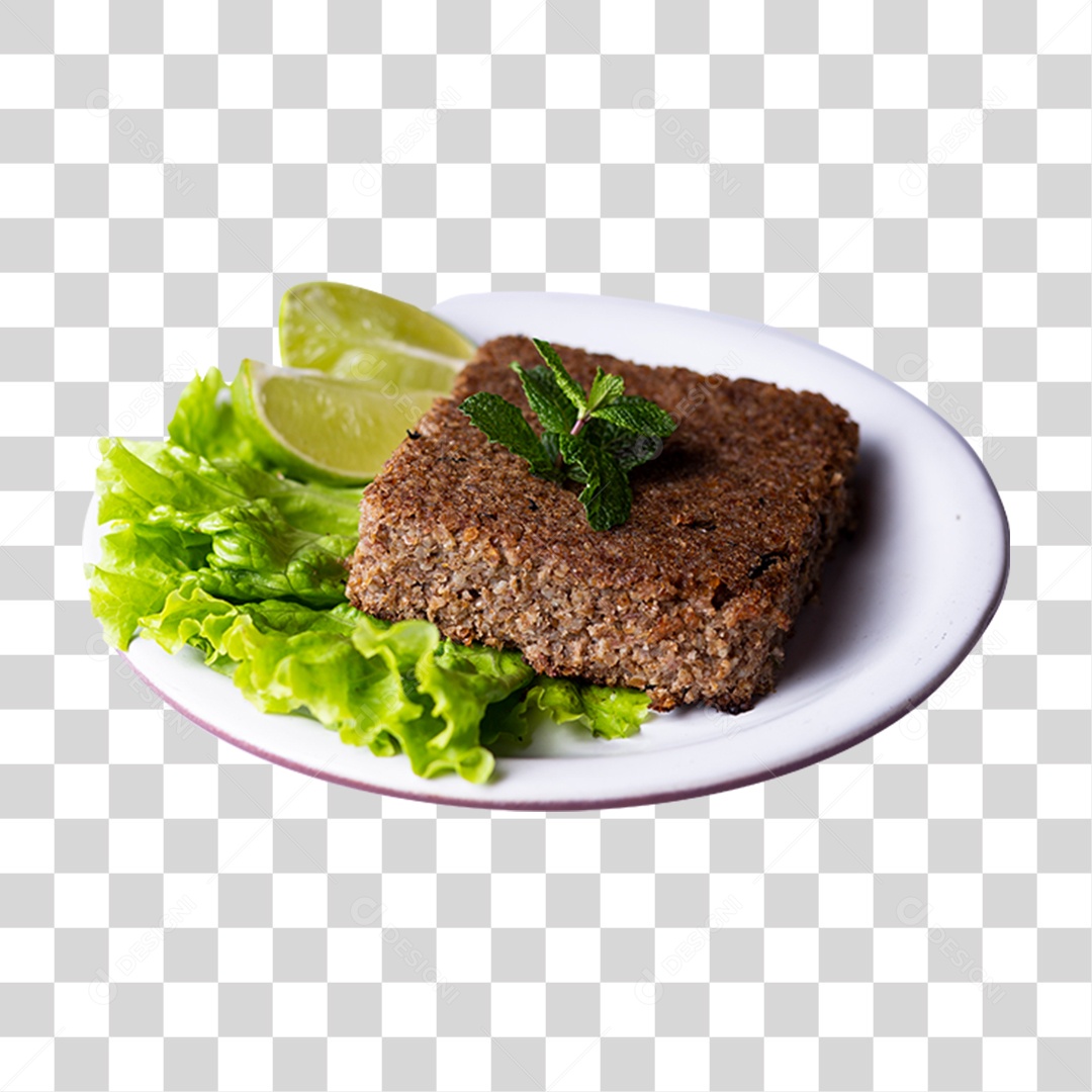 Prato com Alface e Carne PNG Transparente