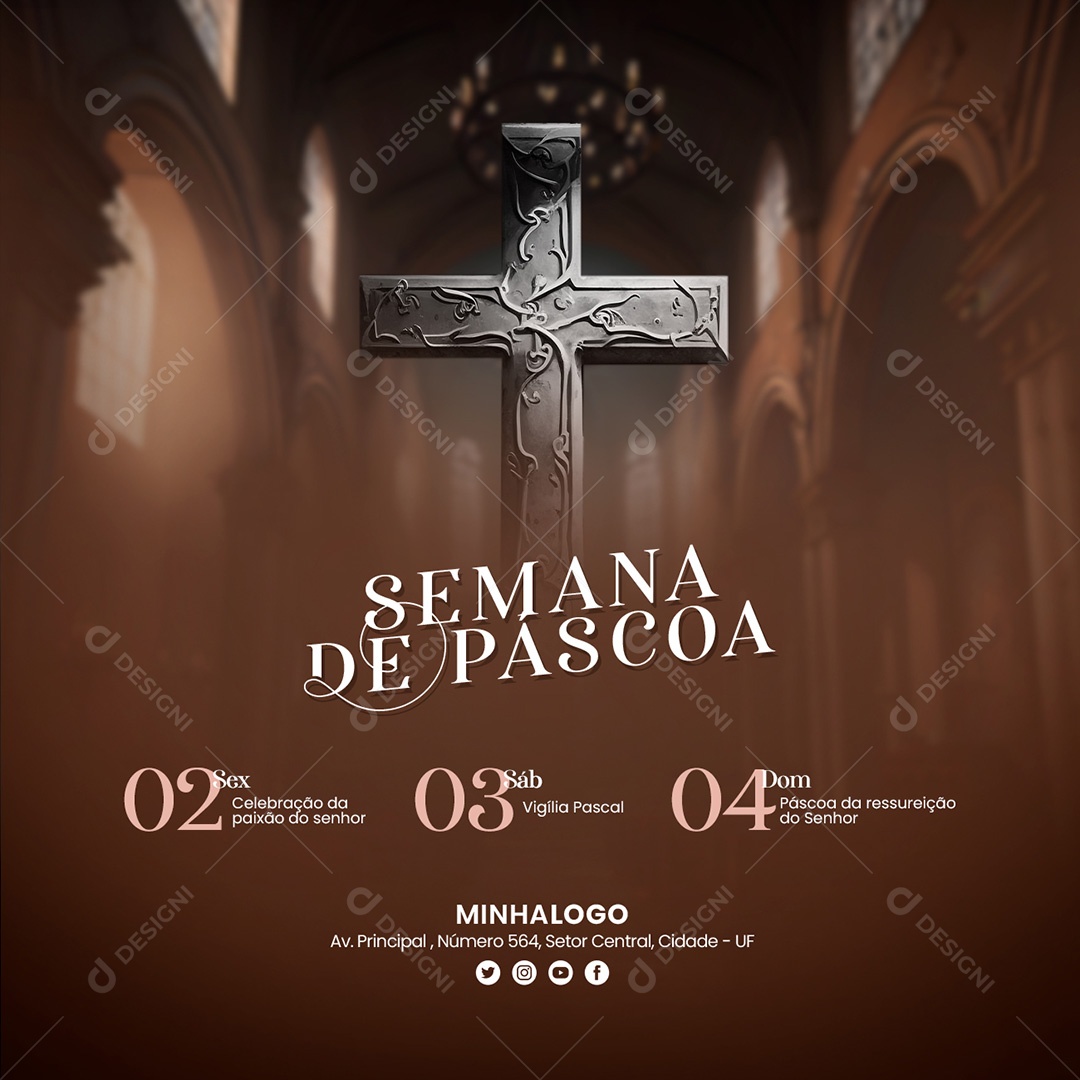 Sábado Vigília Pascal Horário De Páscoa Igreja Semana De Páscoa Gospel Social Media PSD Editável