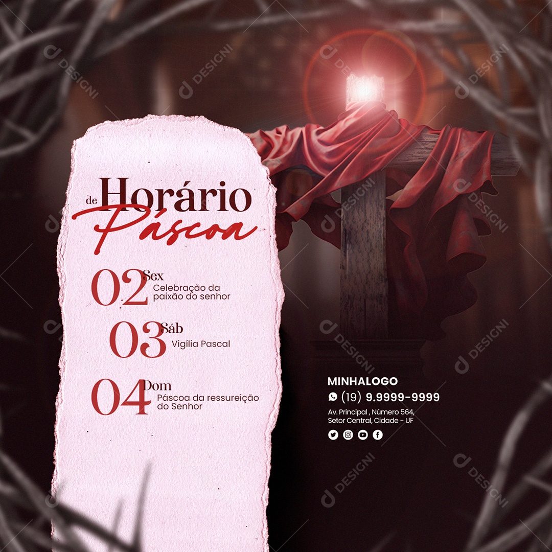 Social Media Horário De Páscoa Sexta Celebração Da Paixão Do Senhor Social Media PSD Editável