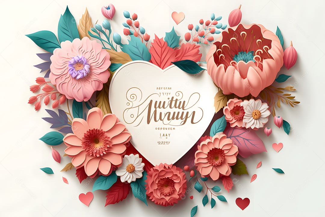 Flores coloridas em formato de coração