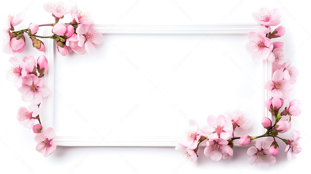 Quadro branco ao lado lindas flores