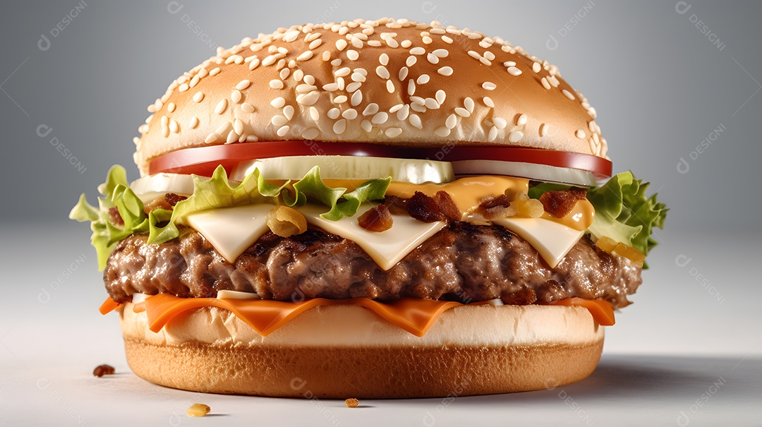 Saboroso hambúrguer caseiro na mesa de madeira