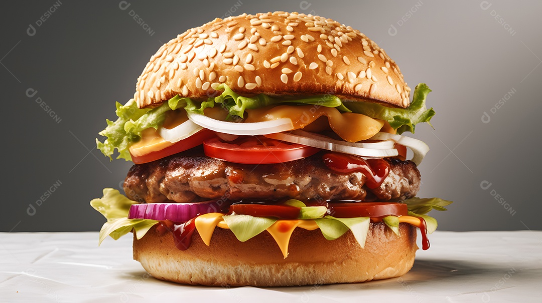 Saboroso hambúrguer caseiro na mesa de madeira