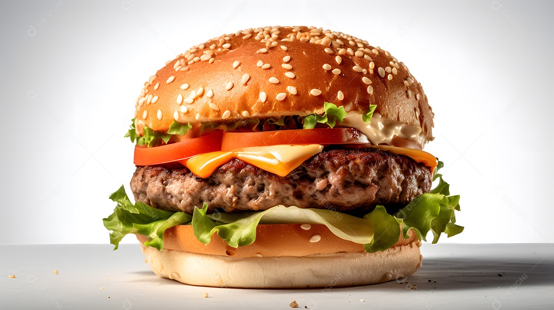 Saboroso hambúrguer caseiro na mesa de madeira