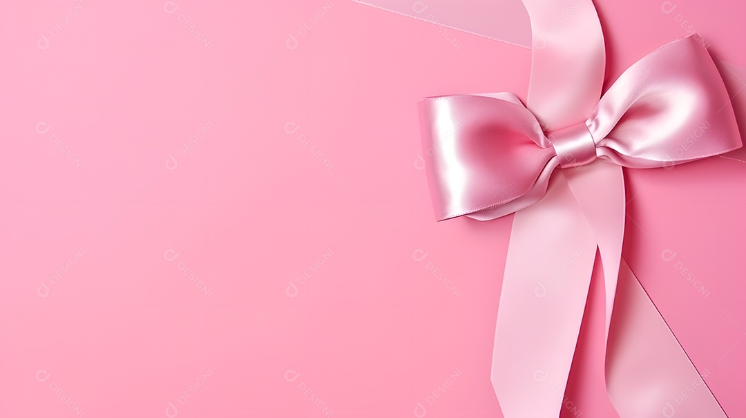 Laço fita sobre fundo isolado rosa