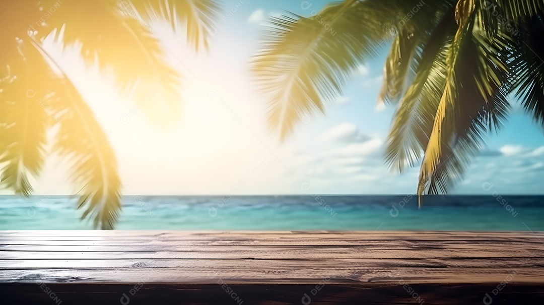 Cenário de praia sobre fundo coqueiros