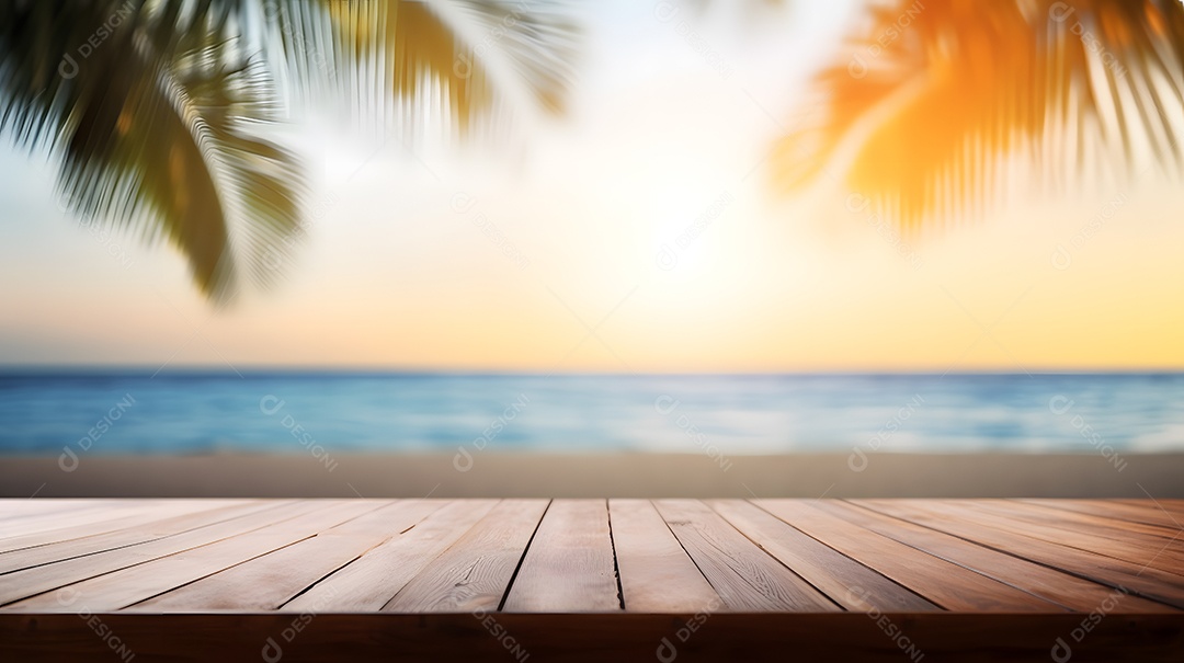 Cenário de praia sobre fundo coqueiros