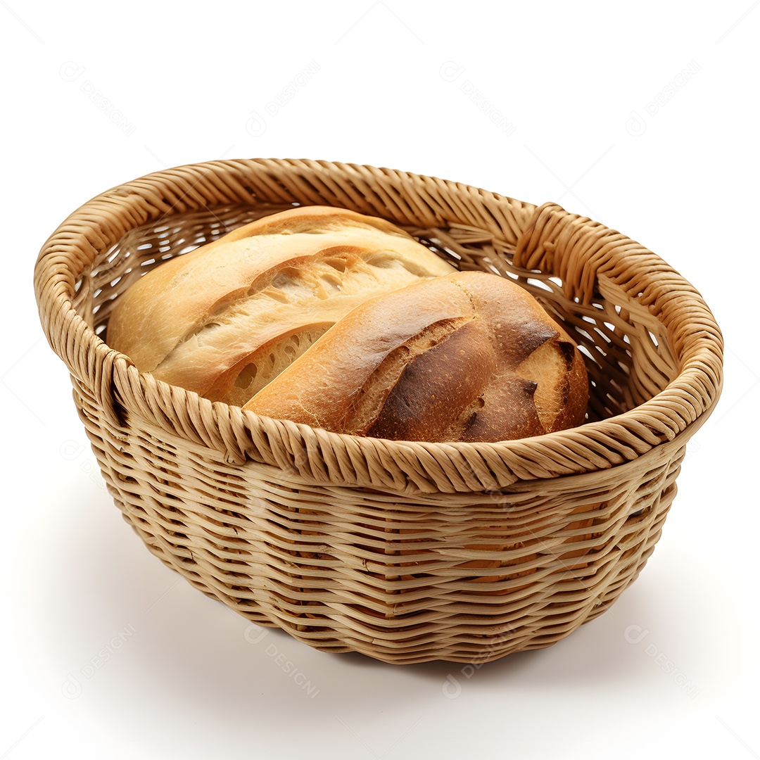 Pães sobre uma cesta de padaria