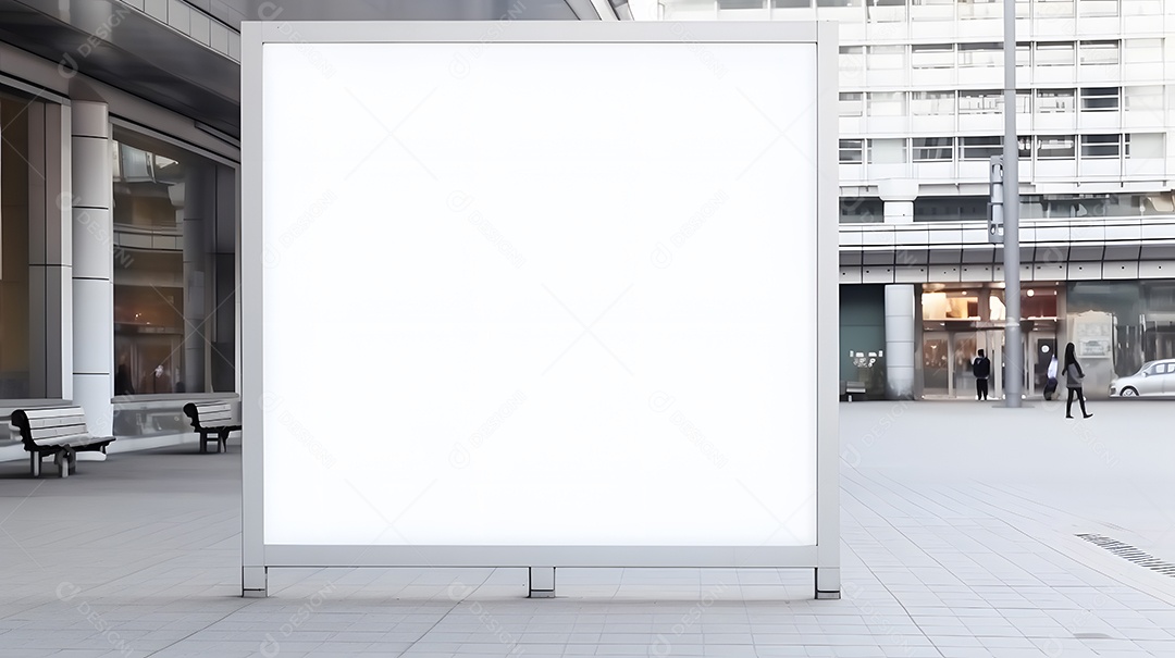 Placa outdoor sobre fundo pessoas