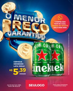 Social Media Supermercado O Menor Preço E Aqui Heineken PSD Editável