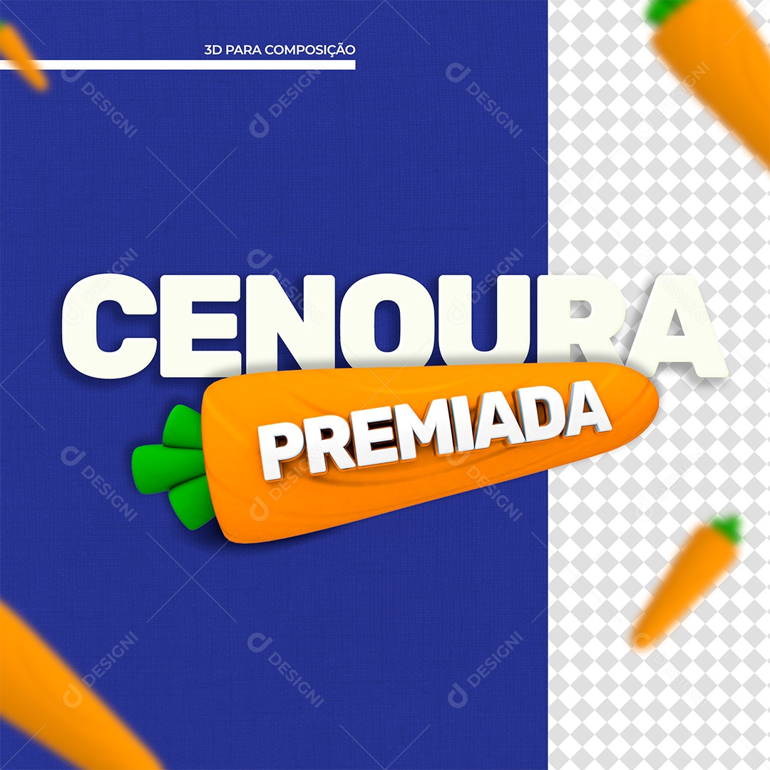 Cenoura Premiada Selo 3D Para Composição PSD