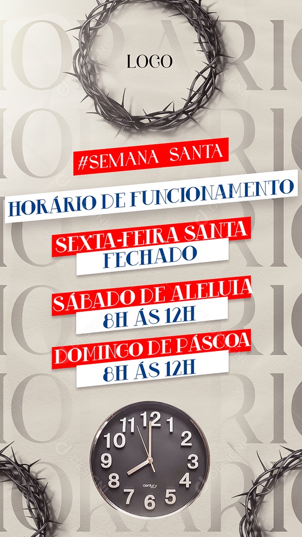 Story Horário De Funcionamento Sexta-Feira Santa Sábado De Aleluia Domingo De Páscoa Social Media PSD Editável