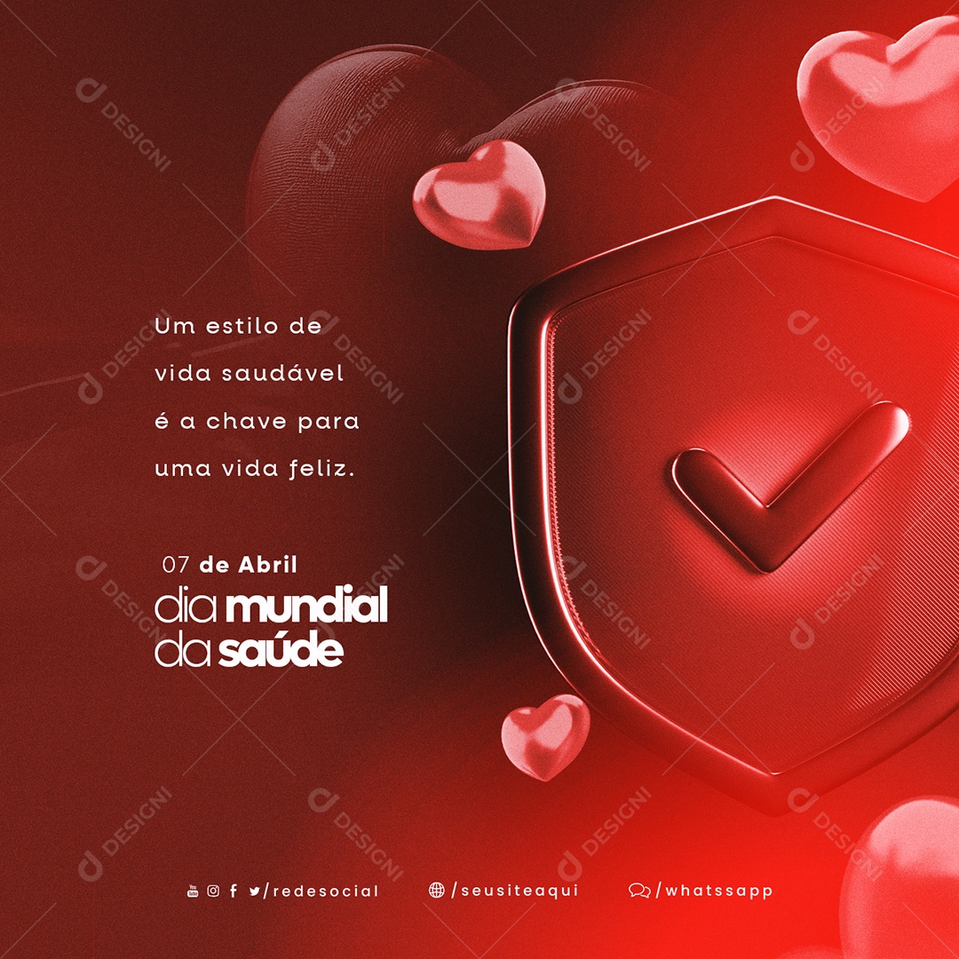 Um Estilo De Vida Saudável É A Chave Para Uma Vida Feliz Dia Mundial Da Saúde Social Media PSD Editável