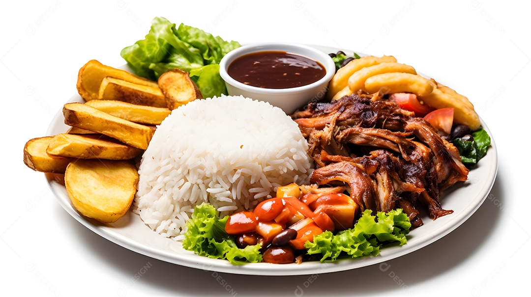 Carne grelhada arroz e salada sobre prato restaurante