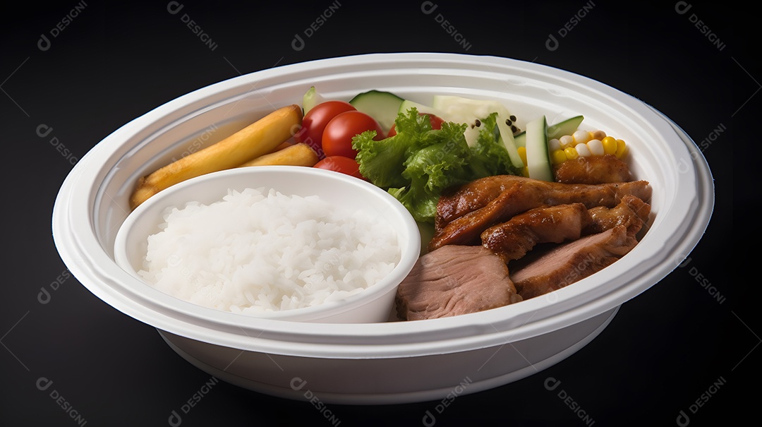 Prato de comida sobre fundo isolado