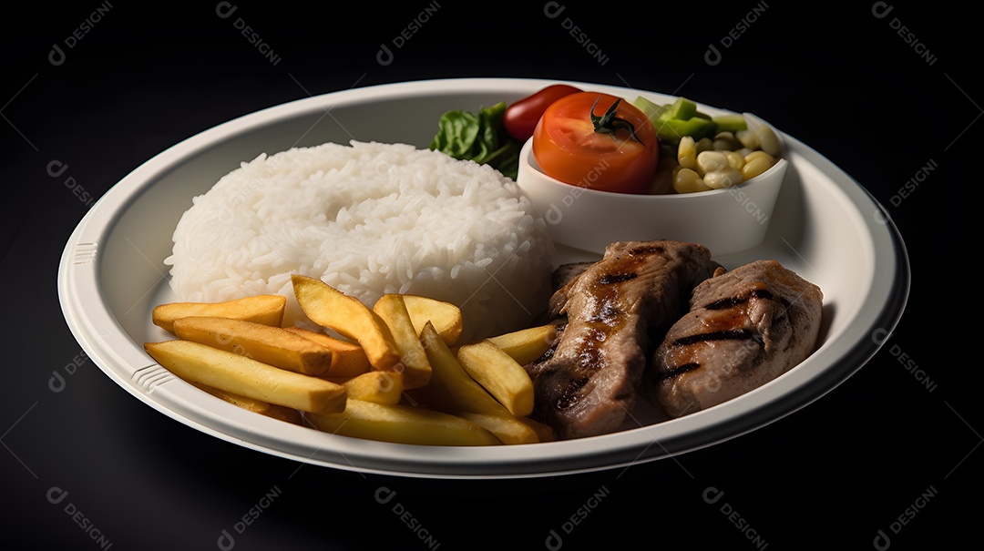 Prato de comida sobre fundo isolado