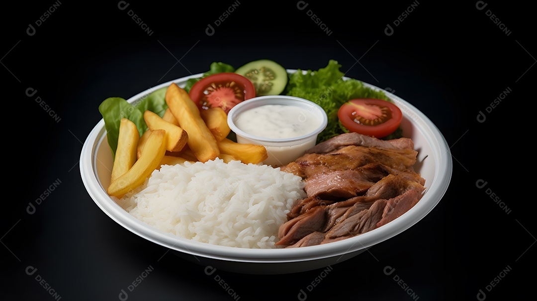 Prato de comida sobre fundo isolado