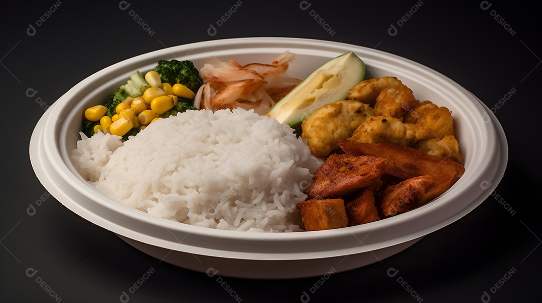 Prato de comida sobre fundo isolado