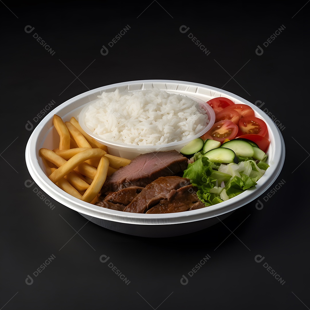 Prato de comida sobre fundo isolado