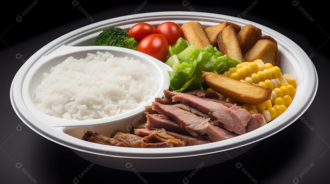 Prato de comida sobre fundo isolado