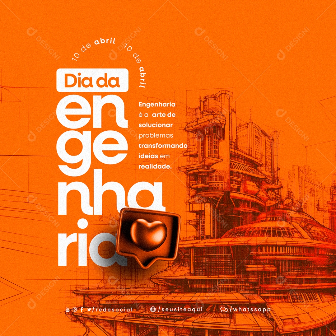 Engenharia É A Arte De Solucionar Problemas Dia Da Engenharia Social Media PSD Editável