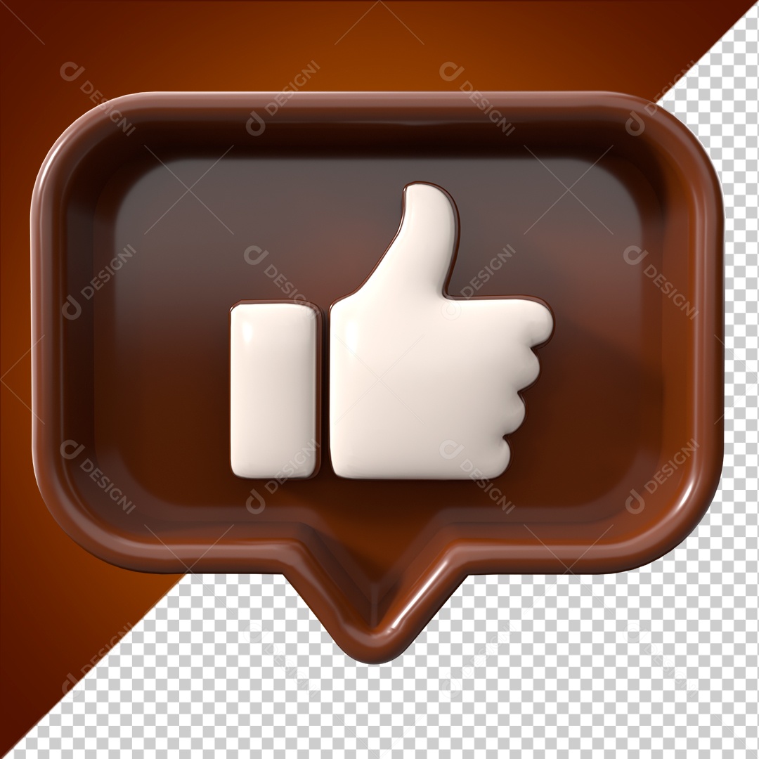 Ícone 3D Emoji Marrom Like De Branco PSD