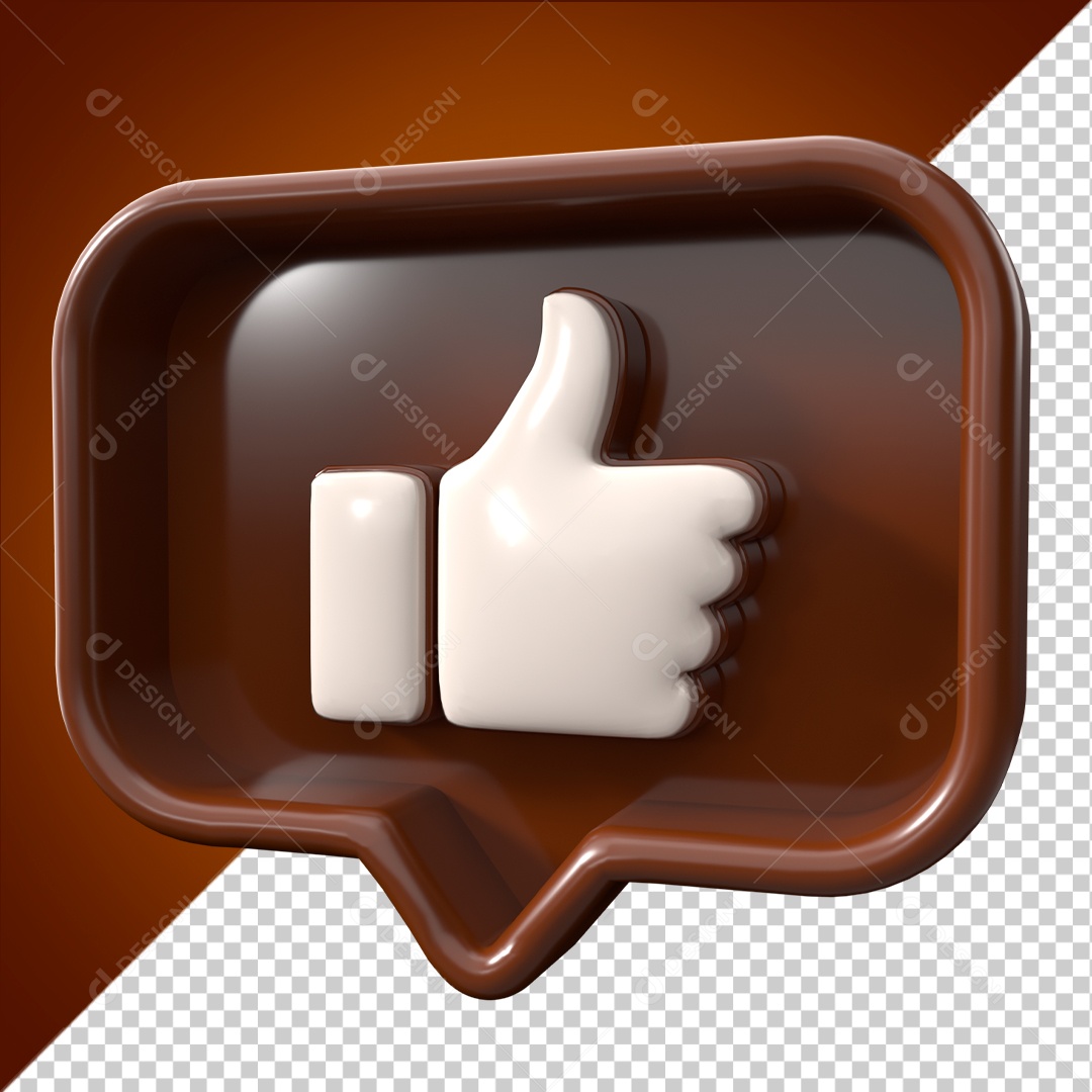 Ícone 3D Emoji Marrom Like De Branco PSD