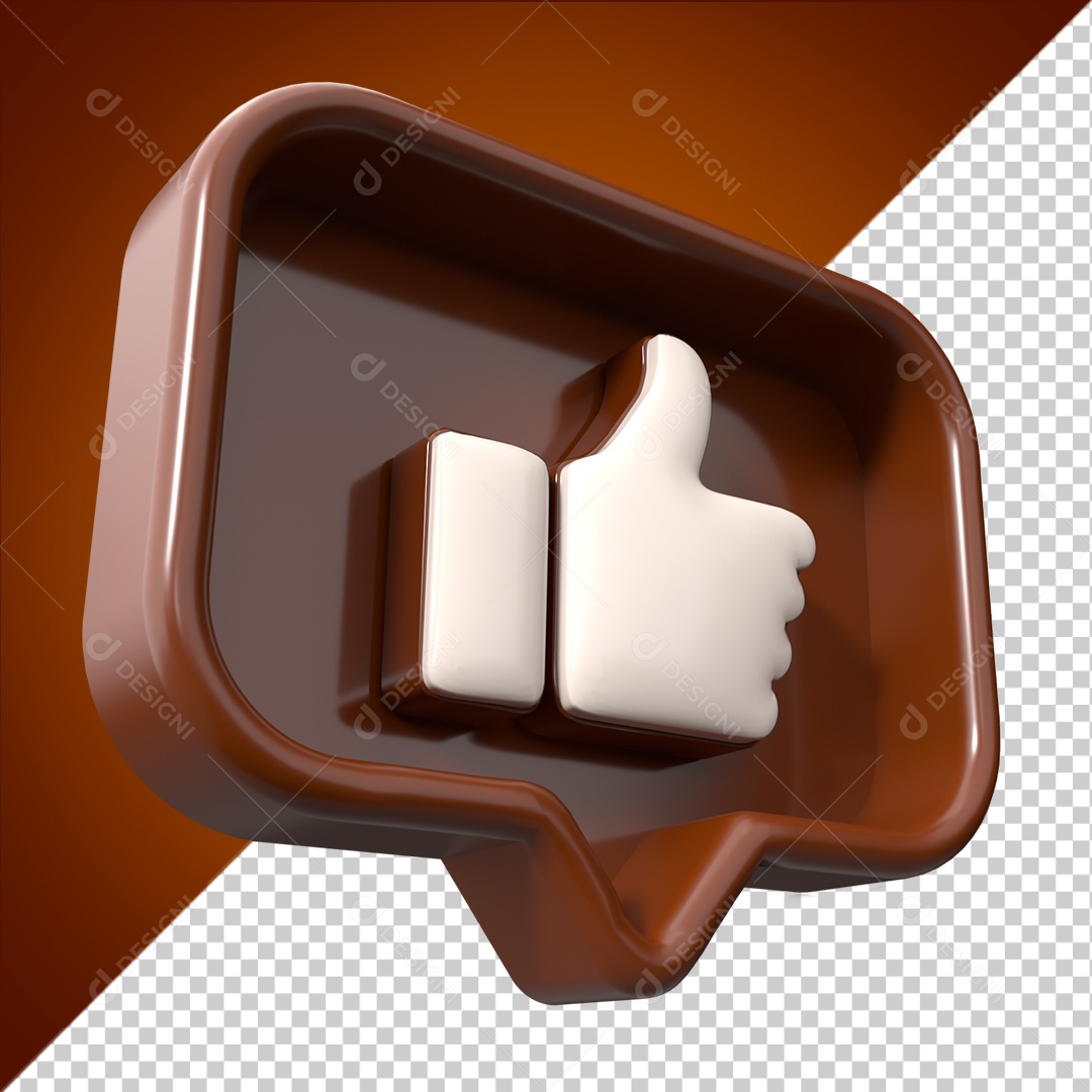 Ícone 3D Emoji Marrom Like De Branco PSD